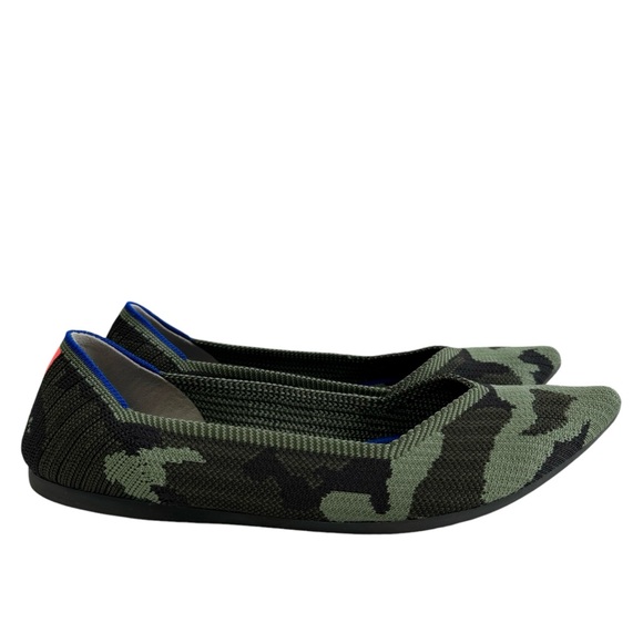 Rothy's The Point Olive Camo Pointed Toe Slip-On Flat Shoes Size 9.5 - Picture 3 of 16